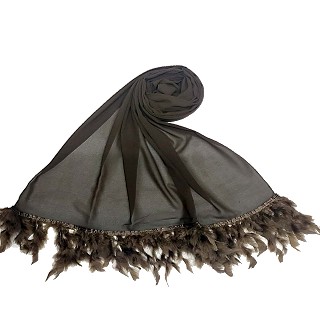 Feather hijabs in chiffon fabric - Dark brown